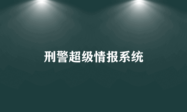 刑警超级情报系统