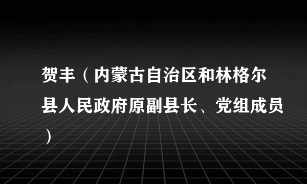 贺丰（内蒙古自治区和林格尔县人民政府原副县长、党组成员）