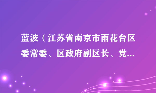 蓝波（江苏省南京市雨花台区委常委、区政府副区长、党组成员）