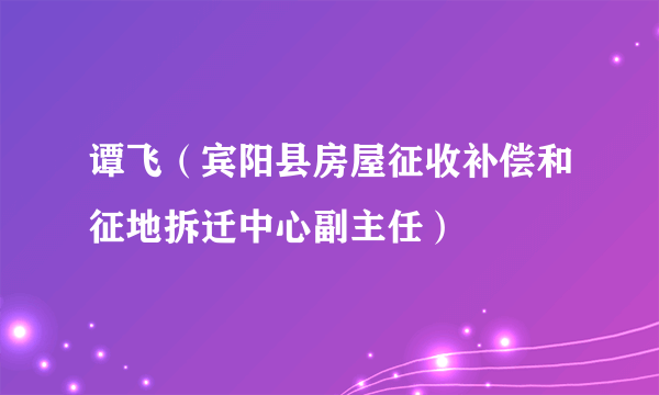 谭飞（宾阳县房屋征收补偿和征地拆迁中心副主任）