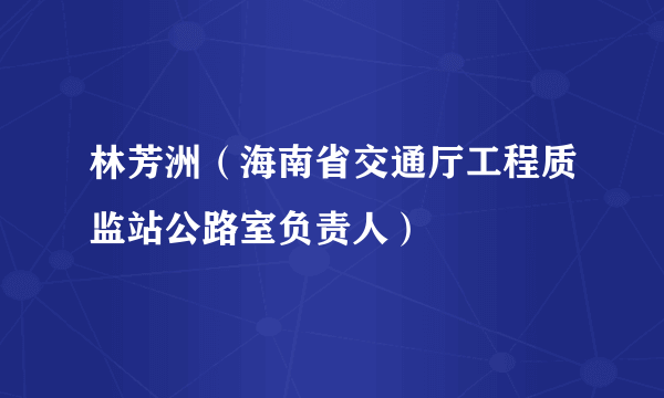 林芳洲（海南省交通厅工程质监站公路室负责人）