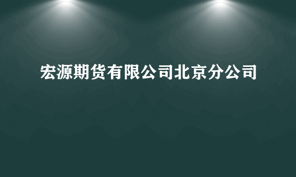 宏源期货有限公司北京分公司