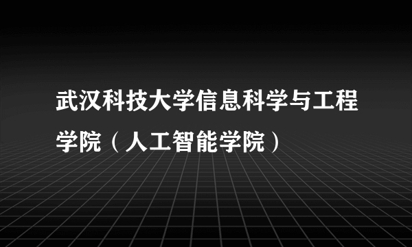 武汉科技大学信息科学与工程学院（人工智能学院）