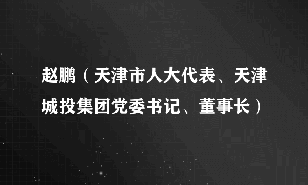 赵鹏（天津市人大代表、天津城投集团党委书记、董事长）