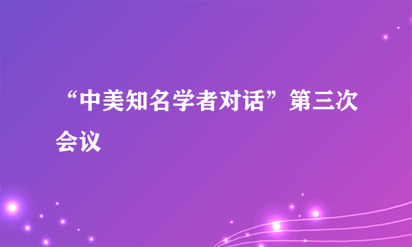 “中美知名学者对话”第三次会议