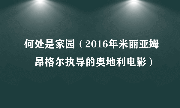 何处是家园（2016年米丽亚姆∙昂格尔执导的奥地利电影）