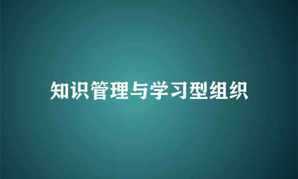 知识管理与学习型组织