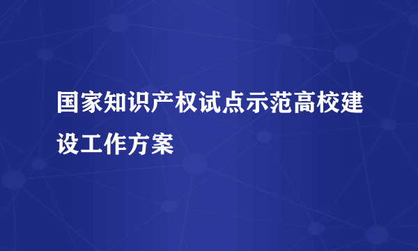 国家知识产权试点示范高校建设工作方案