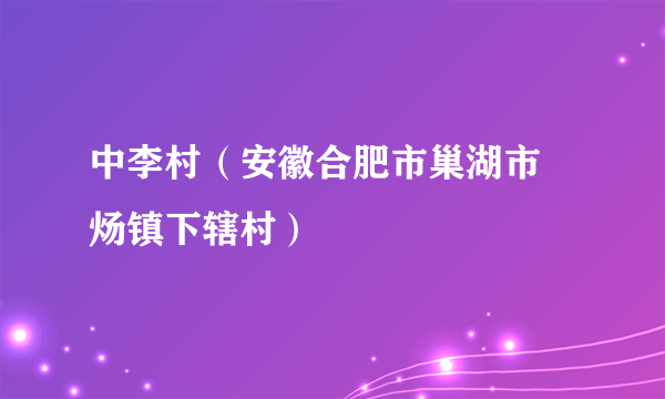 中李村（安徽合肥市巢湖市烔炀镇下辖村）