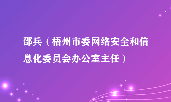 邵兵（梧州市委网络安全和信息化委员会办公室主任）