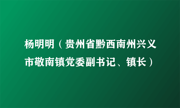 杨明明（贵州省黔西南州兴义市敬南镇党委副书记、镇长）