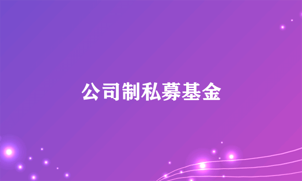 公司制私募基金