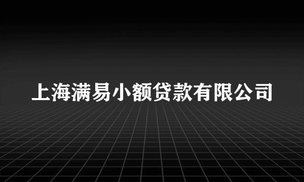 上海满易小额贷款有限公司