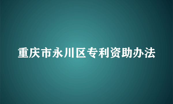 重庆市永川区专利资助办法