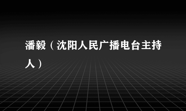 潘毅（沈阳人民广播电台主持人）