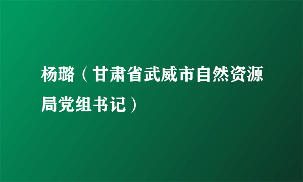 杨璐（甘肃省武威市自然资源局党组书记）