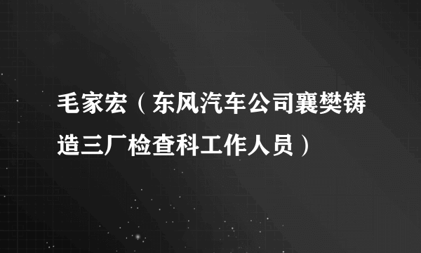 毛家宏（东风汽车公司襄樊铸造三厂检查科工作人员）