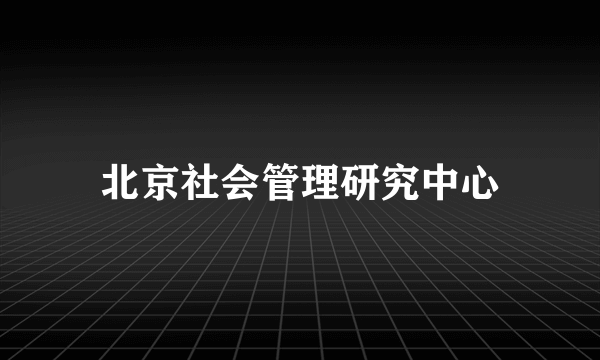 北京社会管理研究中心