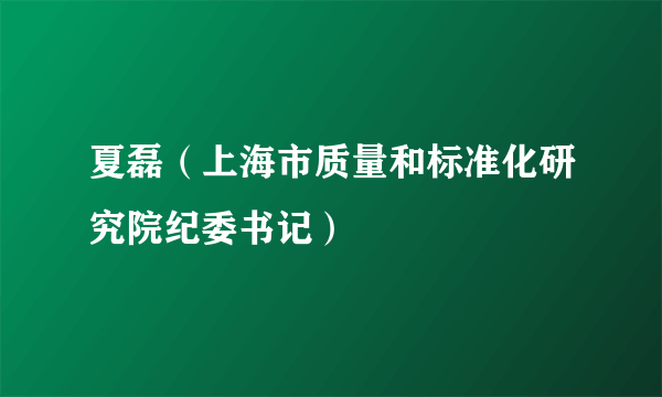 夏磊（上海市质量和标准化研究院纪委书记）