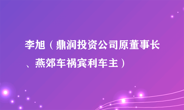 李旭（鼎润投资公司原董事长、燕郊车祸宾利车主）