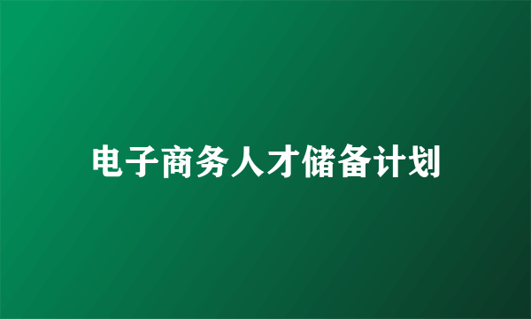 电子商务人才储备计划